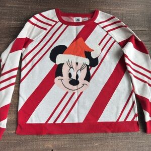 Red White Striped Disney Minnie Sweater M